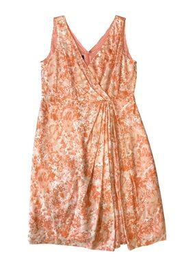 Talbots Sleeveless Peach-White Floral Wrap Dress NWT size 10P